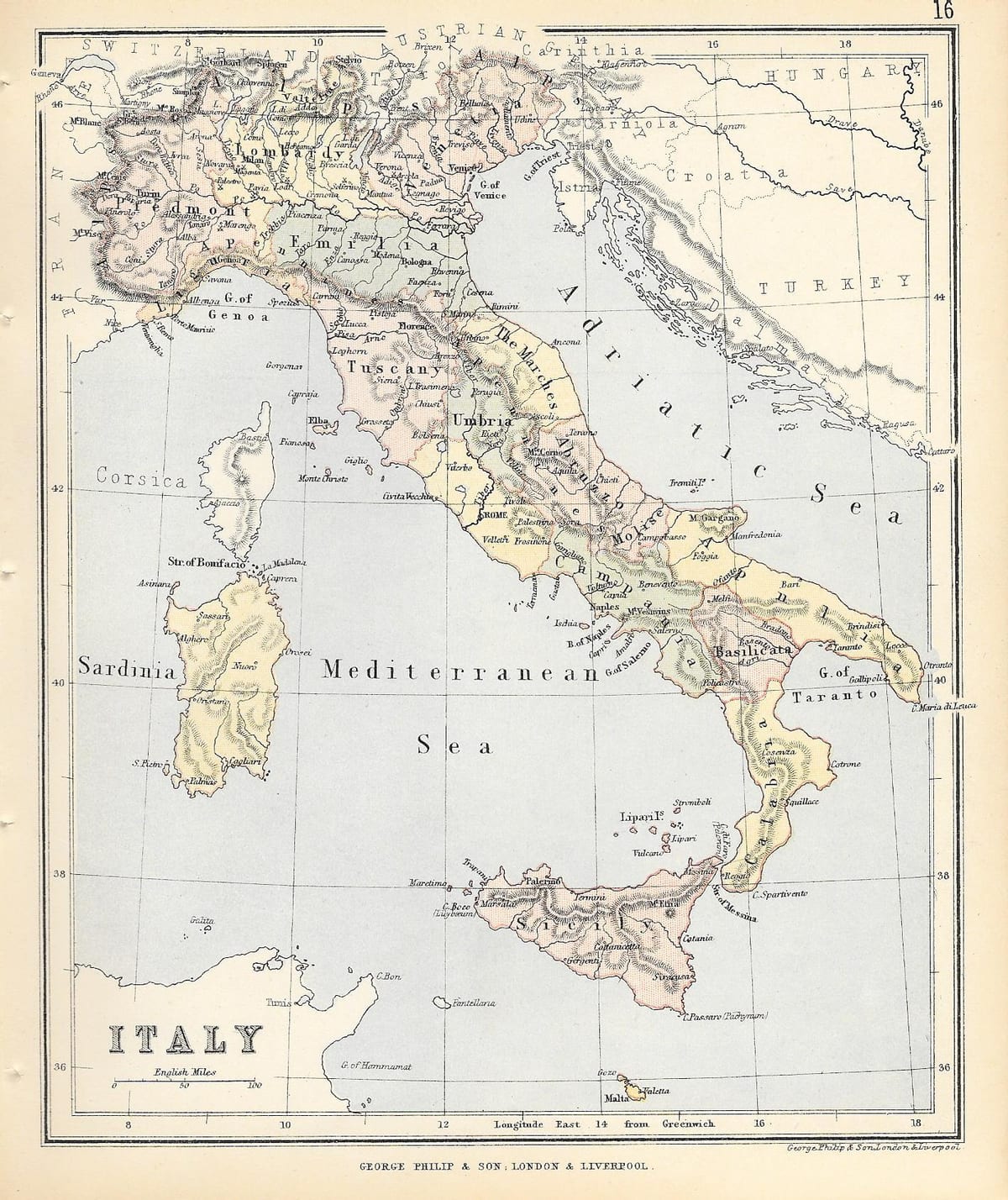 historische kaart van Italië