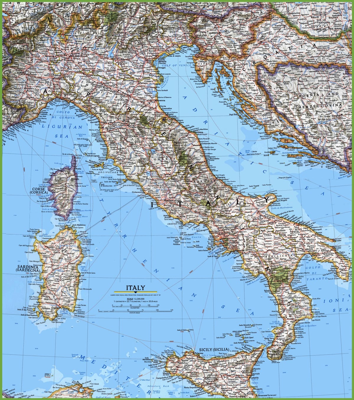 grote gedetailleerde kaart van Italië