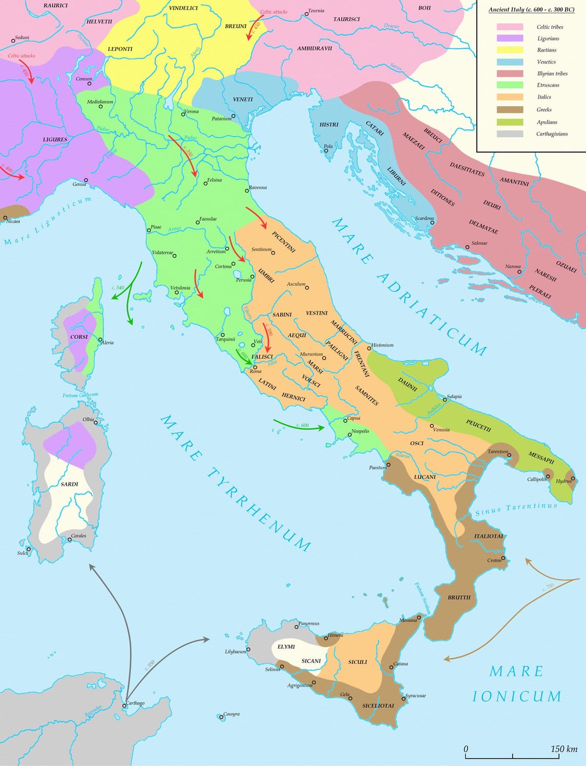 kaart van het oude Italië