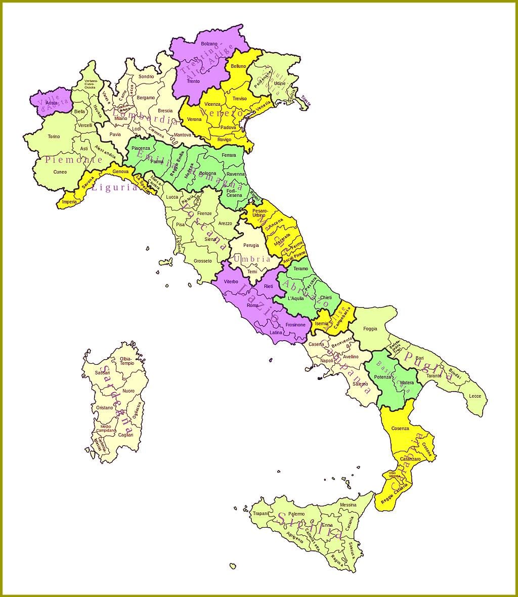 Italië kaart regio ' s provincies