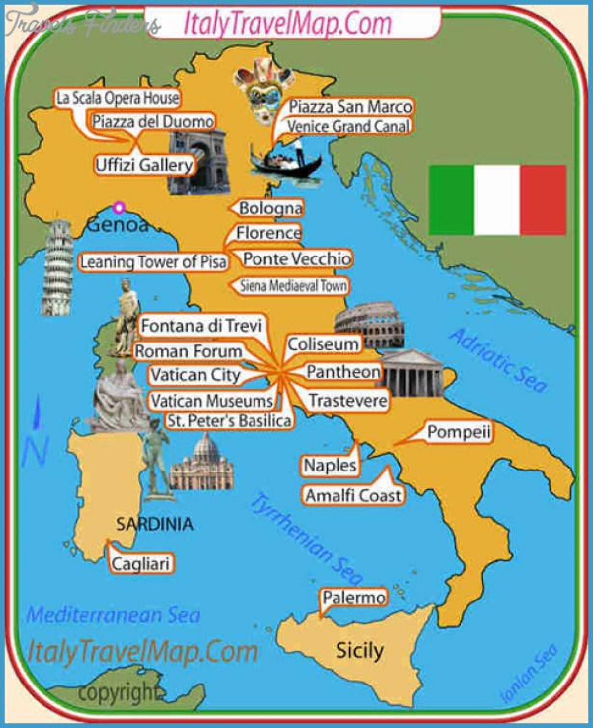 Italië attracties kaart