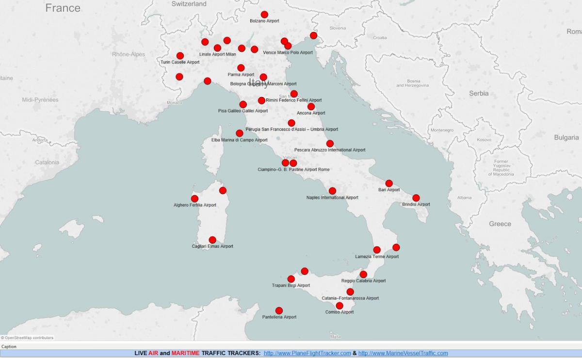 kaart van Italië zien luchthavens