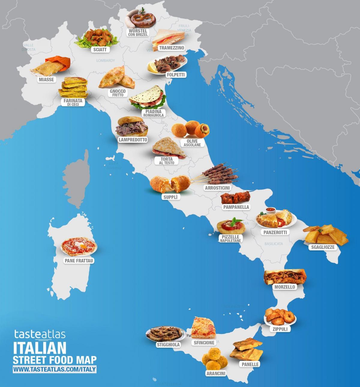 kaart van italië voedsel