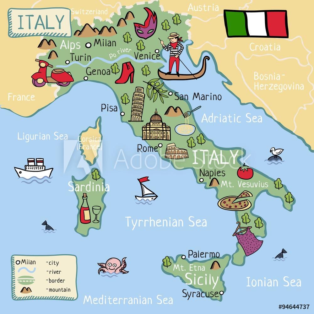 kaart van Italië voor kinderen