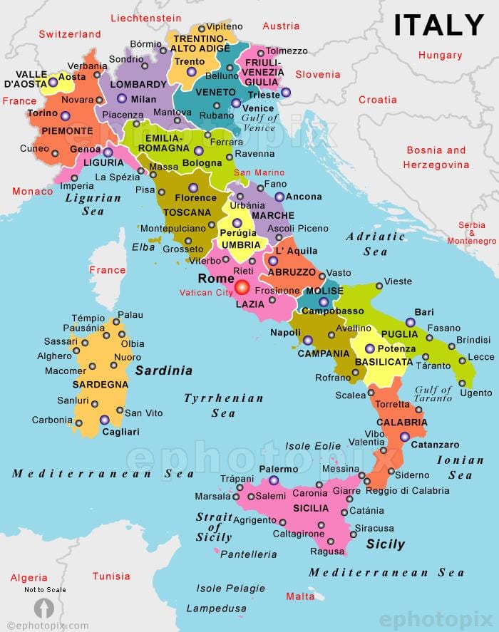 waar is Italië op de kaart
