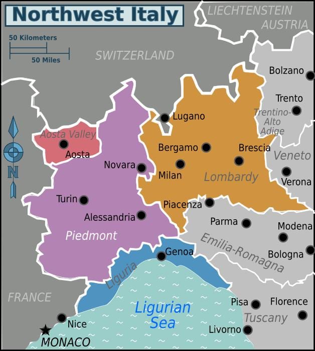 noord-west Italië kaart bekijken