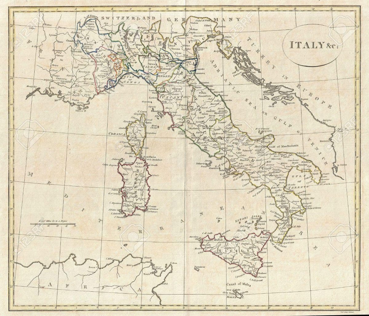 kaart van Italië oud