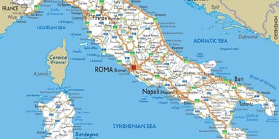 Detail kaart van Italië