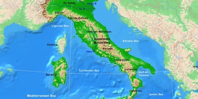 Kaart van Italië bergen