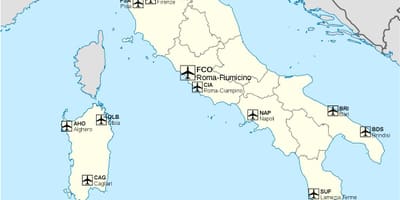 Internationale luchthavens in Italië kaart bekijken