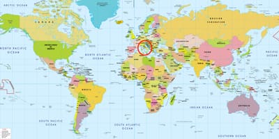 Italië locatie op de kaart van de wereld