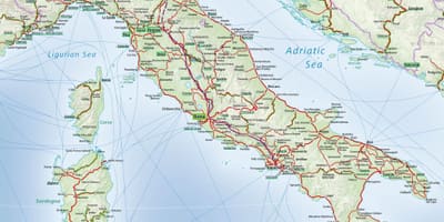Italië-rail systeem op kaart