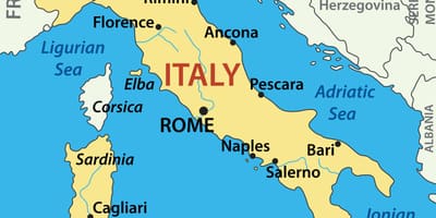 Kaart van Italië zee