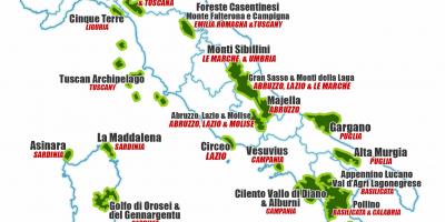 Italië de nationale parken kaart