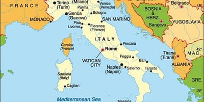 Kaart van Italië en in de omringende landen