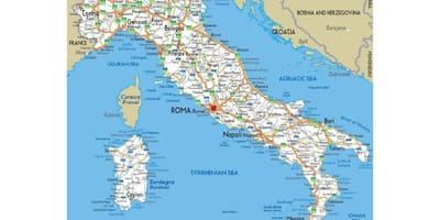 Gedetailleerde kaart van Italië met steden