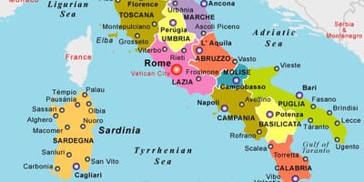 Waar is Italië op de kaart
