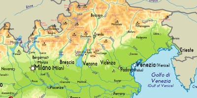 Kaart van noord-oost-Italië