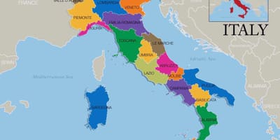 Kaart van Italië en de regio ' s
