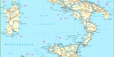 Wegenkaart van zuid-Italië